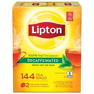 lipton decaffeinated black tea bags, (72 x 2 pack) 144 count
