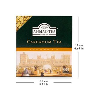 Ahmad Tea Black Tea, Cardamom Teabags (No Envelopes), 100 ct - Caffeinated and Sugar-Free