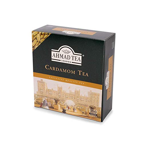 Ahmad Tea Black Tea, Cardamom Teabags (No Envelopes), 100 ct - Caffeinated and Sugar-Free