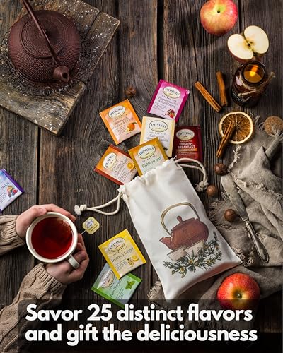 Twinings Herbal and Decaf Tea Bags - Caffeine-Free Variety Sampler - 25 Flavors, 50 Count - Individually Wrapped Packets