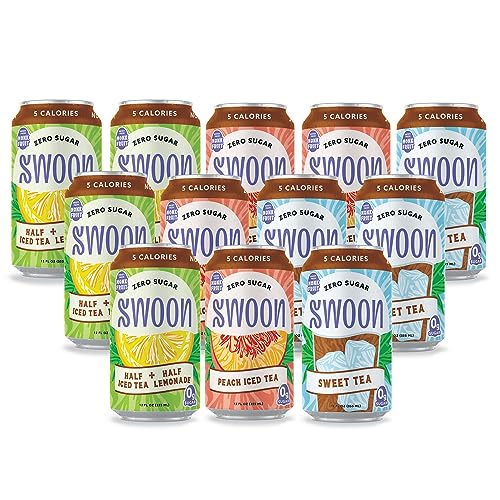 Swoon Iced Tea Variety Pack - Low Carb, Paleo-Friendly, Gluten-Free Keto Drink - Half + Half Iced Tea Lemonade, Peach Iced Tea, and Sweet Tea - 12 fl oz (Pack of 12)