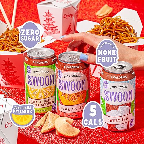 Swoon Iced Tea Variety Pack - Low Carb, Paleo-Friendly, Gluten-Free Keto Drink - Half + Half Iced Tea Lemonade, Peach Iced Tea, and Sweet Tea - 12 fl oz (Pack of 12)