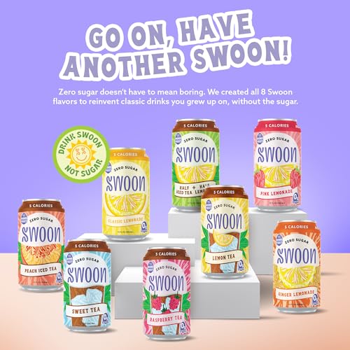 Swoon Iced Tea Variety Pack - Low Carb, Paleo-Friendly, Gluten-Free Keto Drink - Half + Half Iced Tea Lemonade, Peach Iced Tea, and Sweet Tea - 12 fl oz (Pack of 12)