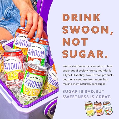 Swoon Iced Tea Variety Pack - Low Carb, Paleo-Friendly, Gluten-Free Keto Drink - Half + Half Iced Tea Lemonade, Peach Iced Tea, and Sweet Tea - 12 fl oz (Pack of 12)