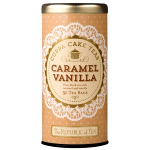 the republic of tea caramel vanilla cuppa cake, 50 tea bags, blended fine black tea, gluten-free