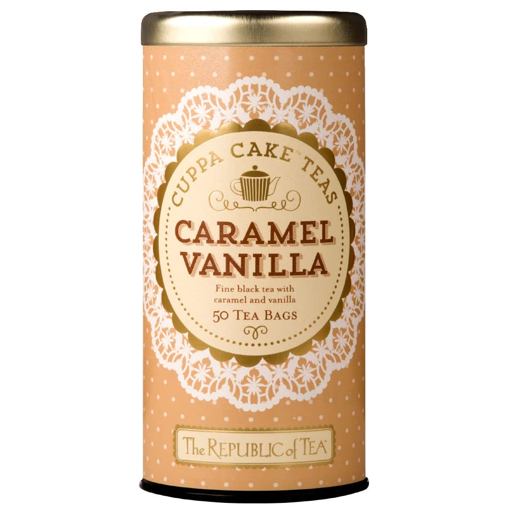 The Republic of Tea Caramel Vanilla Cuppa Cake, 50 Tea Bags, Blended Fine Black Tea, Gluten-Free