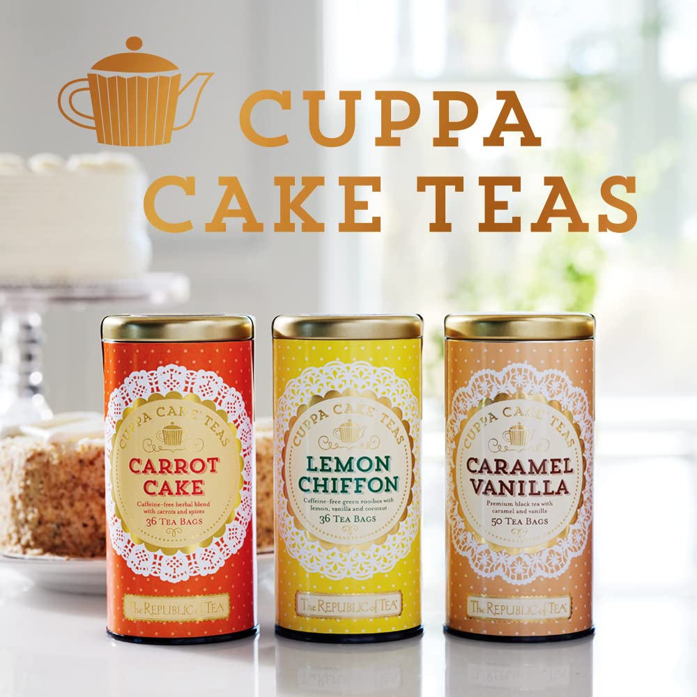 The Republic of Tea Caramel Vanilla Cuppa Cake, 50 Tea Bags, Blended Fine Black Tea, Gluten-Free