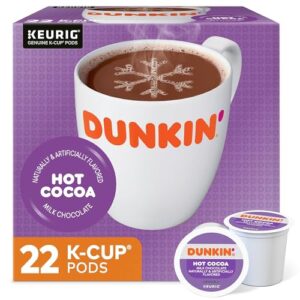 dunkin' donuts milk chocolate hot cocoa, keurig k-cup pods, 22/box (611227377215) (1261)