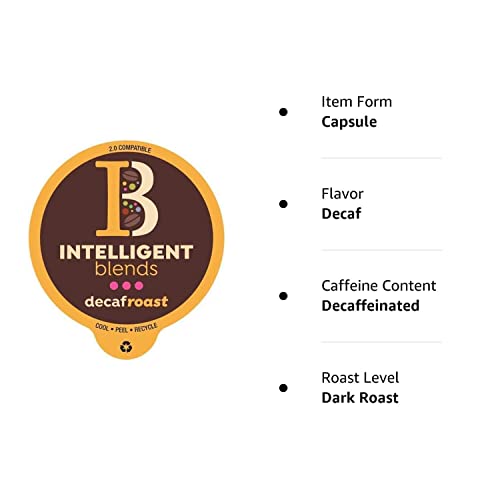 Intelligent Blends Dark Roast Decaf Coffee Pods, 100ct. Solar Energy Produced Recyclable Single Serve Swiss Water Processed Decaf Coffee Pods - 100% Arabica Coffee California Roasted, KCup Compatible