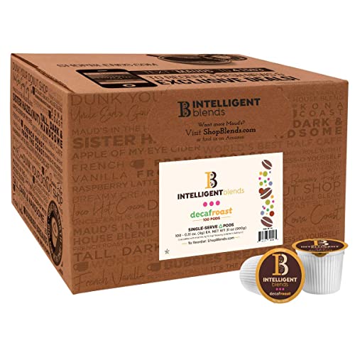 Intelligent Blends Dark Roast Decaf Coffee Pods, 100ct. Solar Energy Produced Recyclable Single Serve Swiss Water Processed Decaf Coffee Pods - 100% Arabica Coffee California Roasted, KCup Compatible