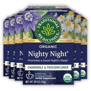 traditional medicinals tea, organic nighty night, relax & get a good night's sleep, 96 tea bags (6 pack)