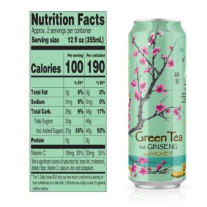 AriZona Green Tea with Ginseng and Honey - Big Can, 22 Fl Oz (Pack of 24)