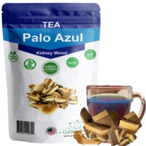 kidney wood (4oz), palo azul (55-60 cups aprox), blue stick tea teatox, non-gmo, gluten-free tea bark, natural kidney cleanse, palo azul tea, packaged in the usa, resealable bag (4 ounces).