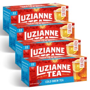 luzianne cold brew tea for iced tea (pack of 4) 4.35 oz size - that's 88 tea bags total!