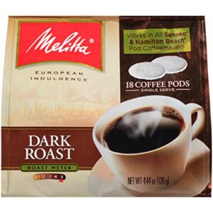 melitta coffee pods, dark roast, 18 count (pack of 6) 108 total pods