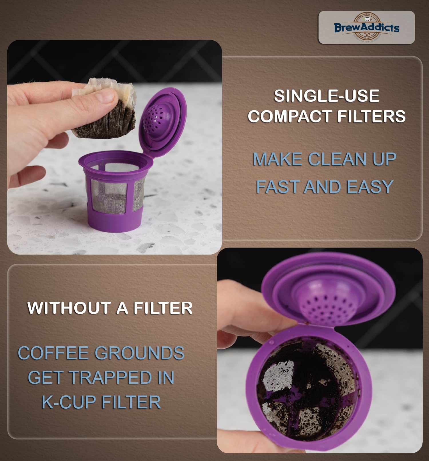 Brew Addicts 300 Paper Coffee Single-Use Filters for Keurig 1.0 & 2.0.