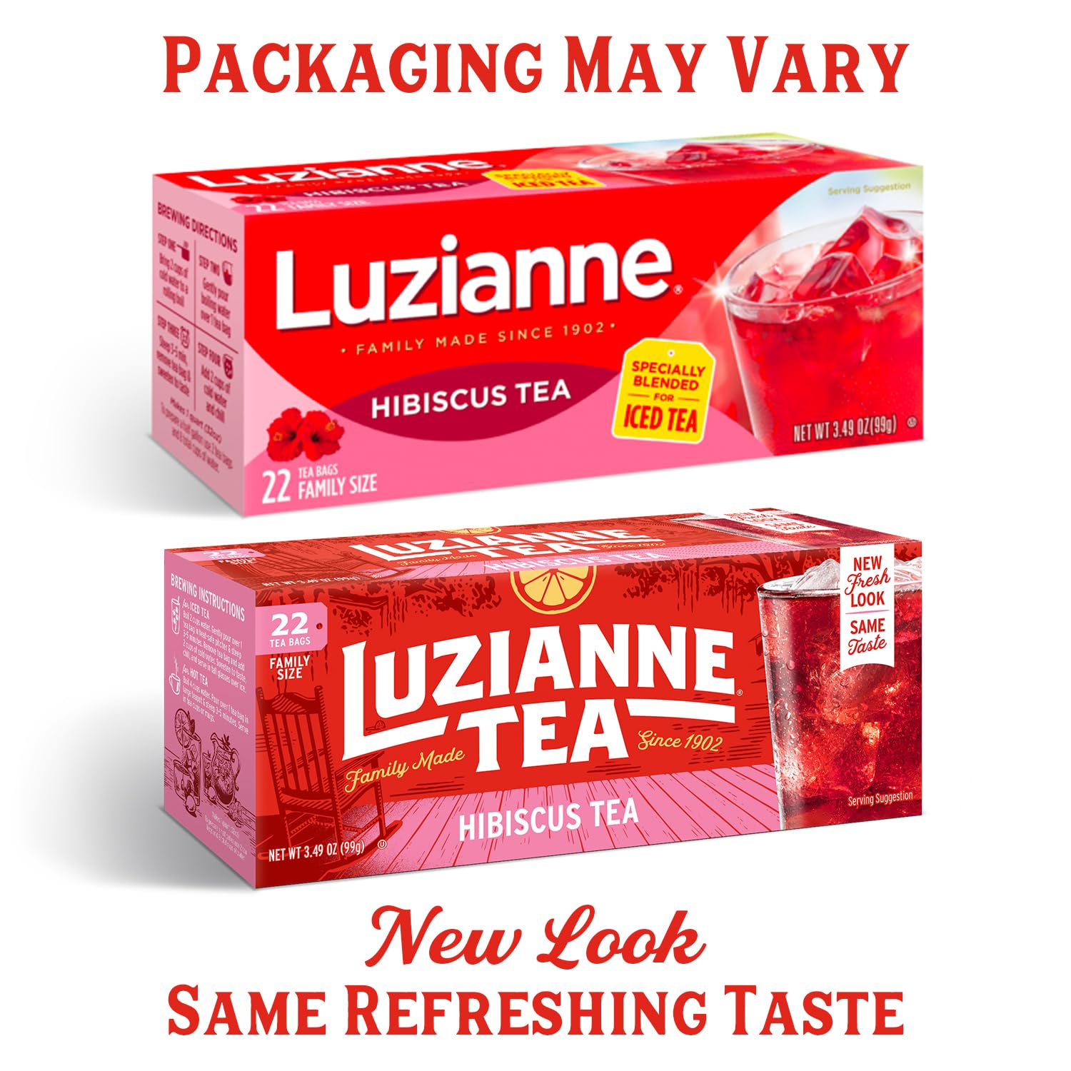 Luzianne Hibiscus Tea Bags, Family Size, Unsweetened, 132 Tea Bags, 22 Count (Pack of 6), Specially Blended for Iced Tea, Clear & Refreshing Home Brewed Summer Picnic Beverage