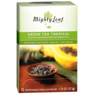 mighty leaf tea green tea, tropical 15 ea (pack of 1)