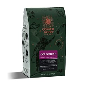 copper moon whole bean coffee, medium roast, colombian blend, 2 lb
