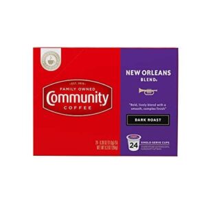 community coffee new orleans blend 96 count coffee pods, special dark roast, compatible with keurig 2.0 k-cup brewers, 24 count (pack of 4)