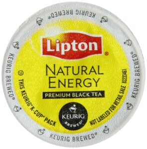 lipton k-cup portion pack for keurig brewers, natural energy premium black tea, 24 count.