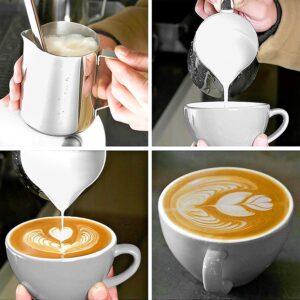 Milk Frothing Pitcher, Stainless Steel Art Creamer Cup Milk Frother Steamer Cup Stainless Steel Coffee Milk Frothing Cup,Coffee Steaming Pitcher 12oz/350ml