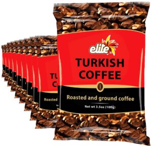 elite turkish ground roasted coffee bag, 3.5000-ounces (pack of 10)