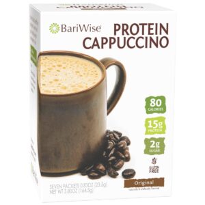bariwise protein hot drink cappuccino mix, original, low sugar, gluten free, keto friendly & low carb (7ct)