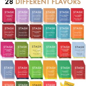 Eva's Gift Universe, Stash Tea Bags Sampler Assortment Box (80 Count) 28 Flavors Perfect Variety Pack in Wood (MDF) Gift Organizer Storage Gifts for Mom Dad Family Friends Coworker Women Men (Brown)