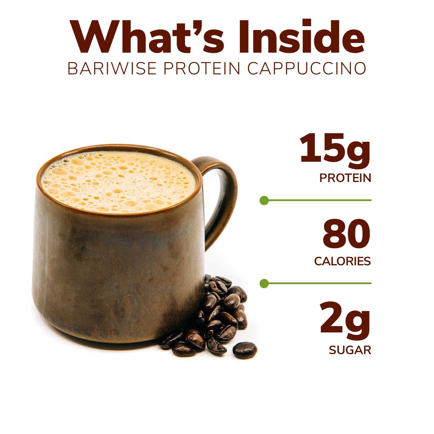 BariWise Protein Hot Drink Cappuccino Mix, Original, Low Sugar, Gluten Free, Keto Friendly & Low Carb (7ct)