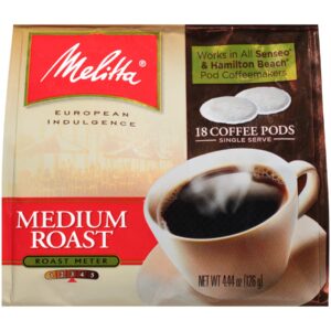 melitta coffee pods, medium roast, 18 count (pack of 6) 108 total pods