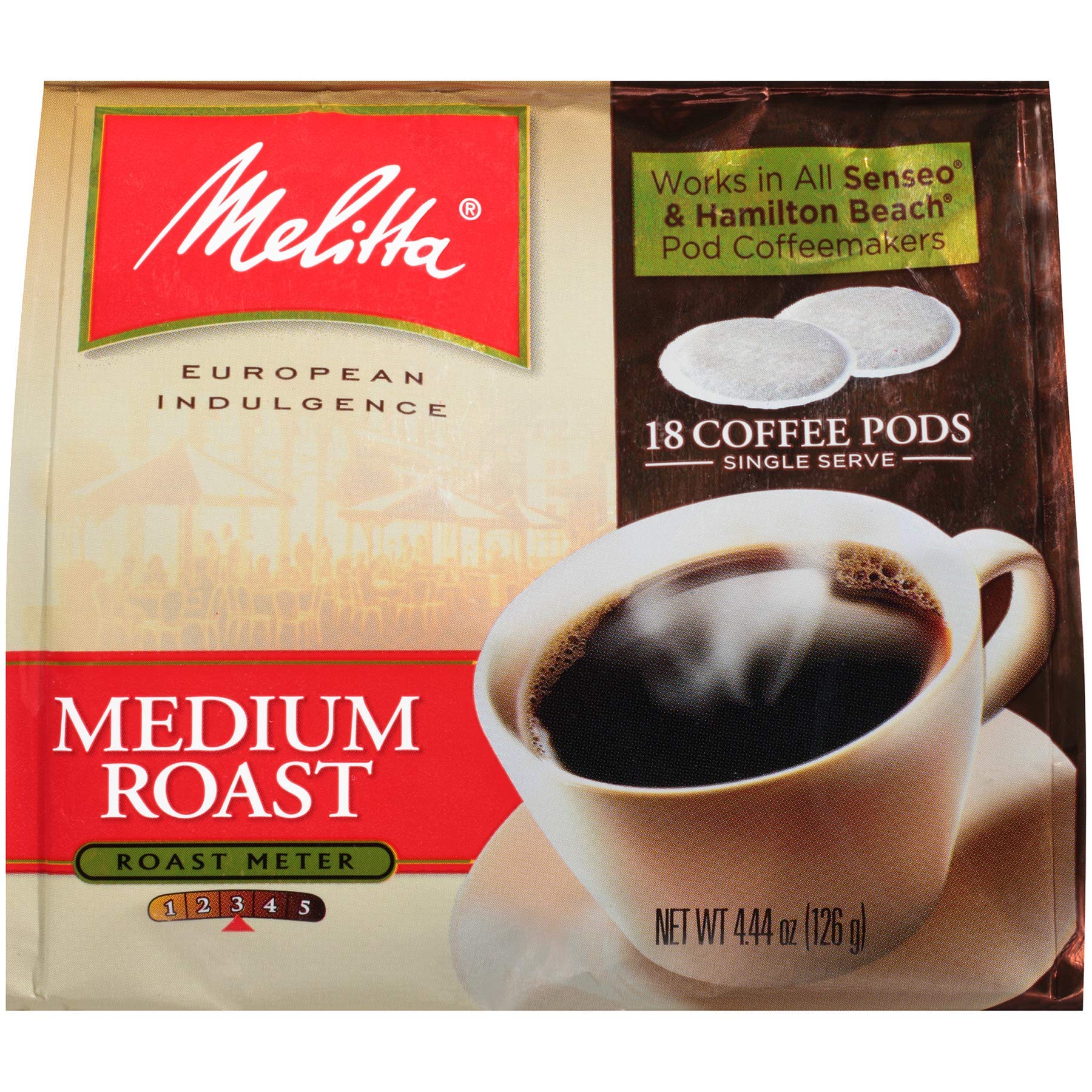 Melitta Coffee Pods, Medium Roast, 18 Count (Pack of 6) 108 Total Pods