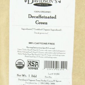 Davidson's Organics, Decaffeinated Green, Loose Leaf Tea, 16-Ounce Bag