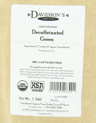 Davidson's Organics, Decaffeinated Green, Loose Leaf Tea, 16-Ounce Bag
