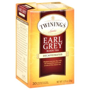 twinings earl grey decaf black tea - refreshing earl grey decaffeinated tea bags with the flavor of bergamot and citrus, individually wrapped decaf tea bags, 20 count