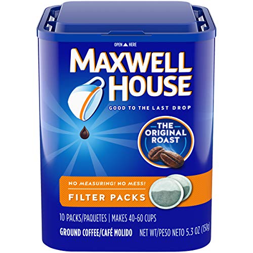 Maxwell House Original Medium Roast Ground Coffee Filter Packs (40 Filter Packs),10 Count (Pack of 4)