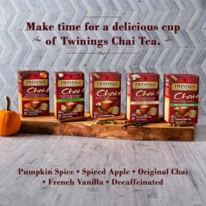 Twinings Chai Tea, Caffeinated Black Tea Naturally Flavored with Aromatic Spices and Ginger, Tea Bags Individually Wrapped, 20 Count Ea (Pack of 2)