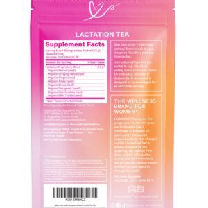 Pink Stork Organic Lactation Support Tea for Breast Milk Supply - Fenugreek, Milk Thistle, Fennel - Breastfeeding Essentials, Caffeine-Free - 15 Sachets, Smooth Vanilla