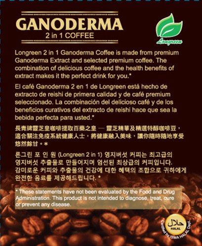 Ganoderma Reishi Coffee Mix, Instant 2-in-1 Mushroom Coffee with All Natural Ganoderma Lucidum. A Non Sugar Dietary Supplement To Replace Regular Coffee - 30 sachets