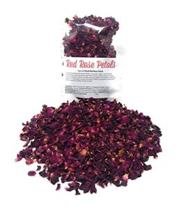 red rose petals - pure, all natural & edible rose petals - dried flower petals for herbal tea, decoration, rose sprinkles, topping on cupcakes, desserts - net weight: 0.35oz/10g