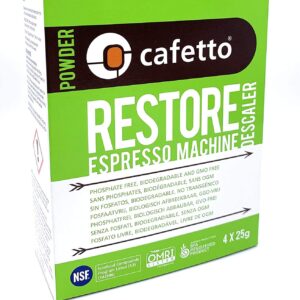 Cafetto Restore Espresso Machine Descaler, Coffee Machine Cleaning Powder for Use In Organic Systems (4 Single Use Packets)