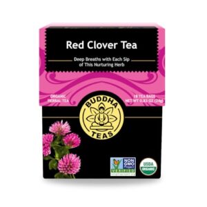 buddha teas - red clover flower tea - organic herbal tea - for women’s health - balance & boost - caffeine free - 100% kosher & non-gmo - 18 tea bags (pack of 1)