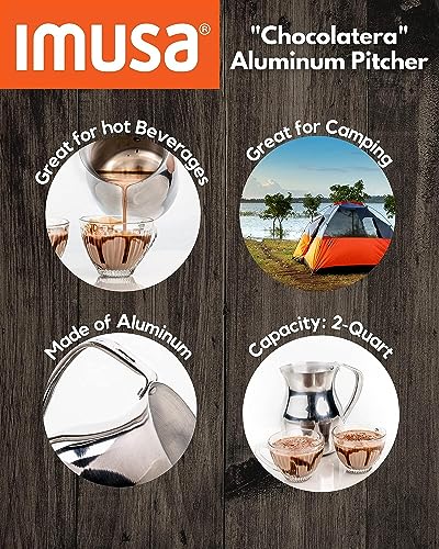 IMUSA USA Aluminum Chocolatera 2-Quart, Silver