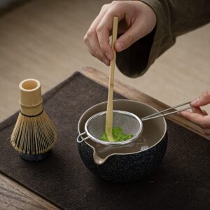 TEANAGOO Matcha Set Matcha Whisk Matcha Bowl with Pouring Spout Scoop Matcha Whisk Holder Tea Making Kit. 1 Japanese Tea Set (7pcs) + 2Cups(7.2oz),S1,Charcoal Grey,Color Box Packing