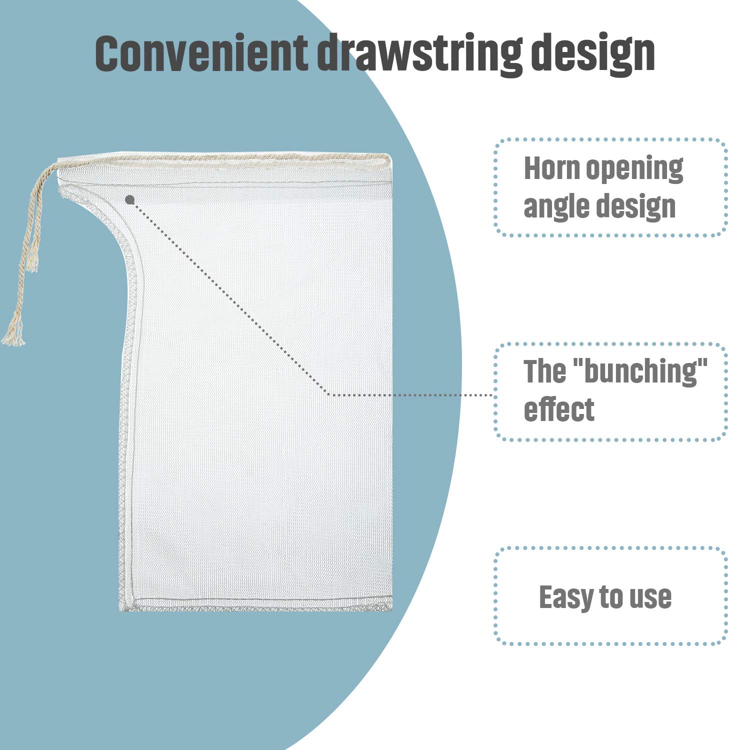 Compost Tea Bag, Pump Strainer Bag with Drawstring, Mesh Filter Bag, 600 µm for Prevents Clogging During The Straining Process (10, 23 x 16 cm)