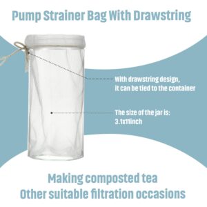 Compost Tea Bag, Pump Strainer Bag with Drawstring, Mesh Filter Bag, 600 µm for Prevents Clogging During The Straining Process (10, 23 x 16 cm)