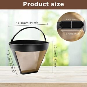 KEEPOW Reusable Coffee Filter Replacement 14 cup Compatible with Cuisinart DCC-3200 DCC-1200 Coffee Maker, Gold Tone Coffee Filter Basket 10 12 14 Cup