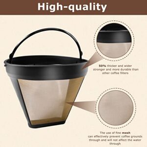 KEEPOW Reusable Coffee Filter Replacement 14 cup Compatible with Cuisinart DCC-3200 DCC-1200 Coffee Maker, Gold Tone Coffee Filter Basket 10 12 14 Cup