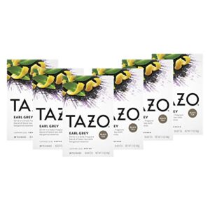 tazo tea bags, earl grey, high caffeine and bold flavor, 20 tea bags (pack of 6)