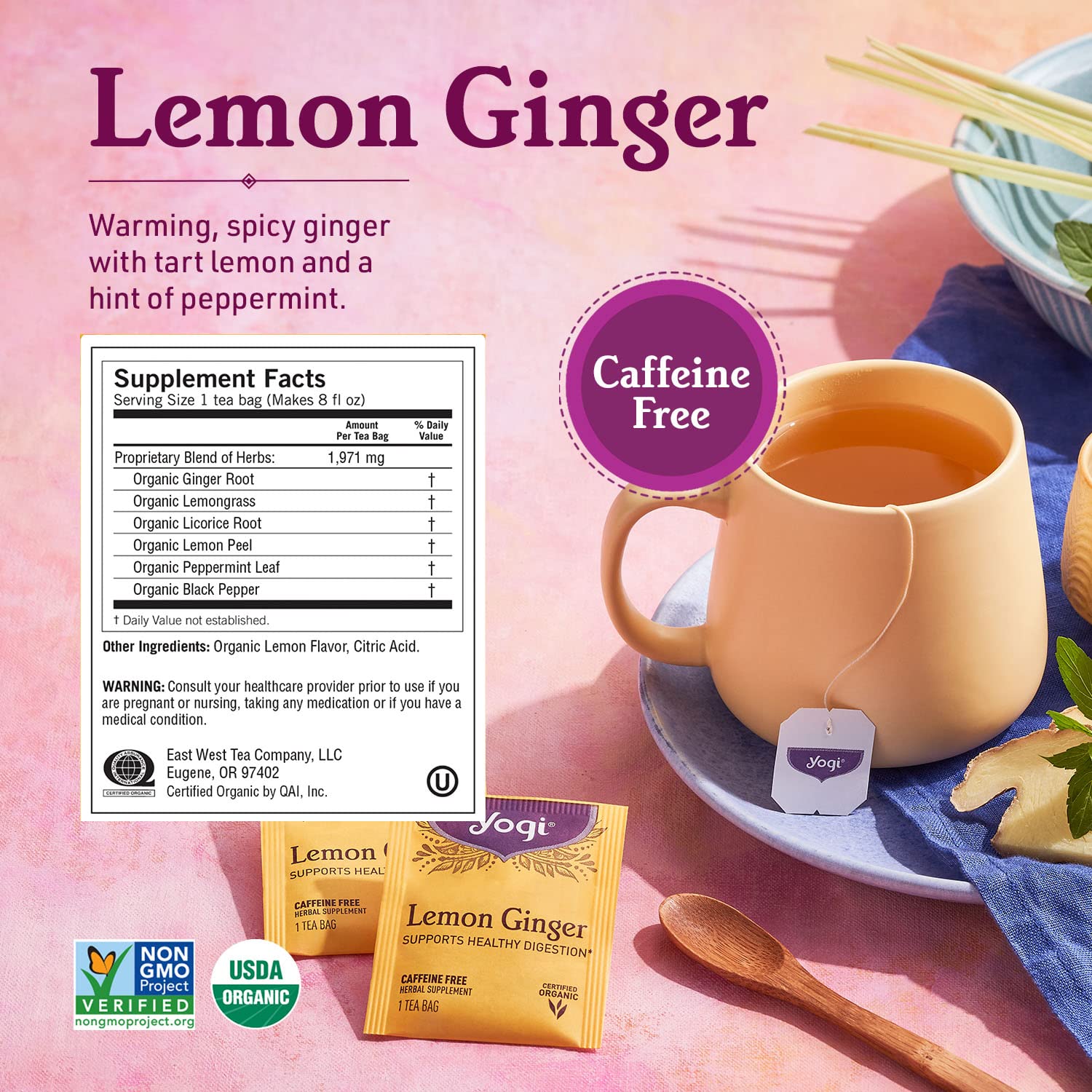 Yogi Tea Ginger Tea Variety Pack - 16 Tea Bags per Pack (3 Packs) - Caffeine-Free Digestive Teas - Organic Ginger Teas - Includes Ginger Tea, Mango Ginger Tea & Lemon Ginger Tea